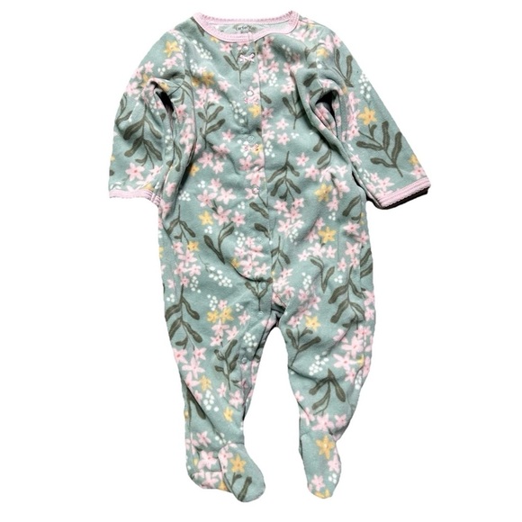 Baby Girl Footie Pajamas Animal Floral Fleece Bunting Size 3-6 Months - Picture 4 of 6